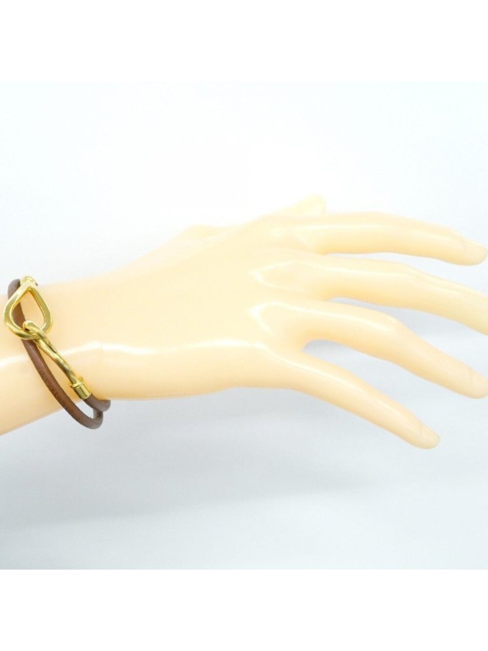 Hermes Bracelet Jumbo Hook Gold Plated Leather Brown - Picture 6 of 9